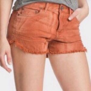 Free People Rust Orange Denim Jean Shorts